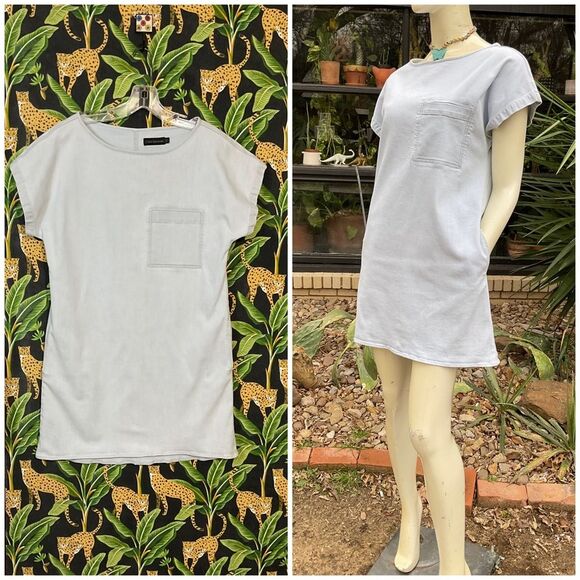 Vintage 90s y2K Boxy Denim Chambray Shirt Dress Size Small - Picture 1 of 10